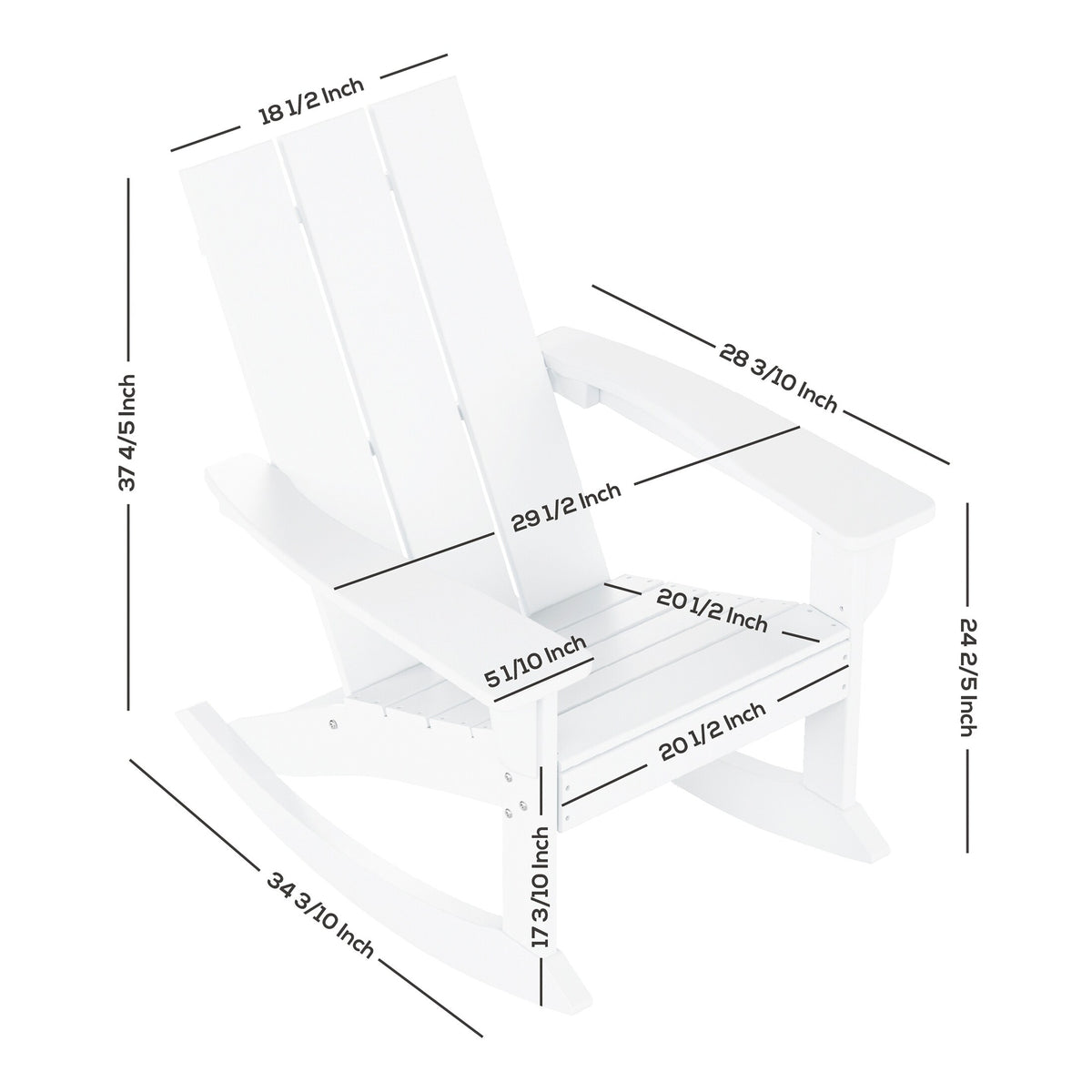 Shoreside Modern Eco-Friendly All Weather Poly Adirondack Rocking Chair